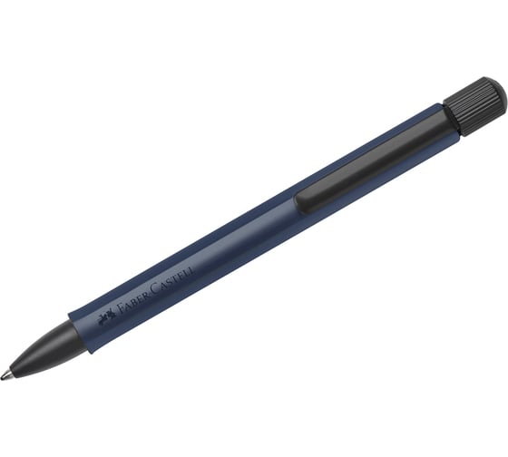 Автоматическая шариковая ручка Faber-Castell hexo черная, 1,0 мм, поворотный, шестигранный, синий корпус, картонная коробка 140544