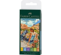 Набор капиллярных ручек Faber-Castell pitt artist pen brush summer vibes 6 шт, пластиковая упаковка, европодвес 167178