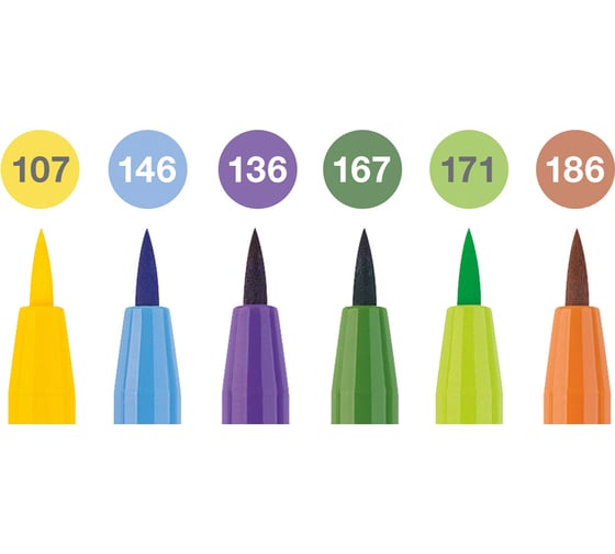 Набор капиллярных ручек Faber-Castell pitt artist pen brush summer vibes 6 шт, пластиковая упаковка, европодвес 167178