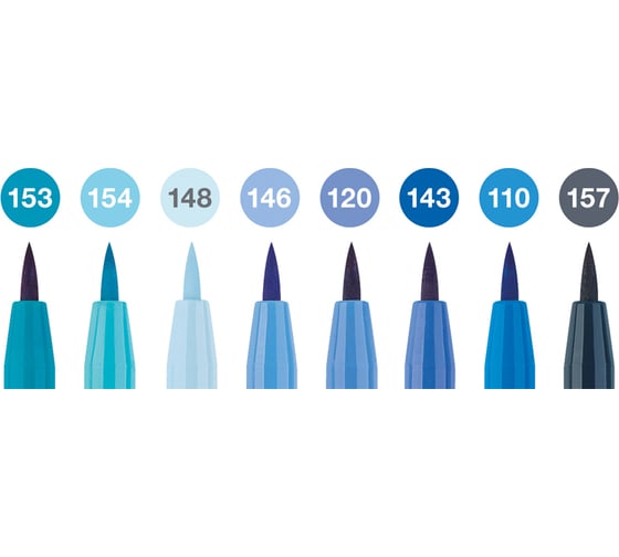 Набор капиллярных ручек Faber-Castell pitt artist pen brush the blues 8 шт, пластиковая упаковка, европодвес 167173