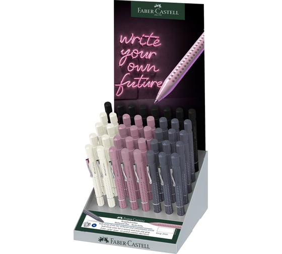 Автоматическая шариковая ручка Faber-Castell grip 2010 синяя, 0.7 мм, трехгранный корпус ассорти, дисплей 243941 1