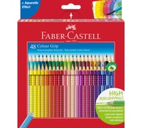 Цветные карандаши Faber-Castell grip, 48 цветов, трехгранные, заточенные, картонная коробка, европодвес 112449