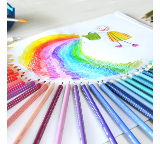 Цветные карандаши Faber-Castell grip, 48 цветов, трехгранные, заточенные, картонная коробка, европодвес 112449