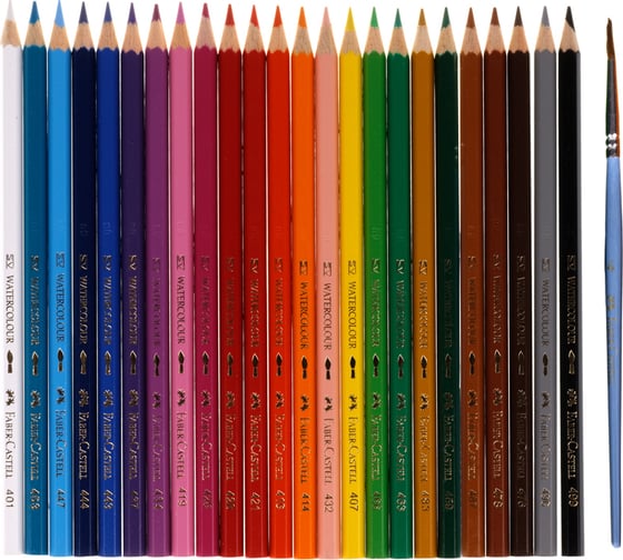 Акварельные карандаши Faber-Castell 24 цвета + кисть, картон, европодвес 114425