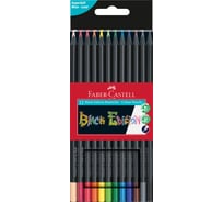 Цветные карандаши Faber-Castell black edition, 12 цветов, трехгранные, черное дерево, заточенные, картон 116412