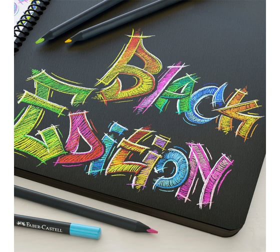 Цветные карандаши Faber-Castell black edition, 12 цветов, трехгранные, черное дерево, заточенные, картон 116412