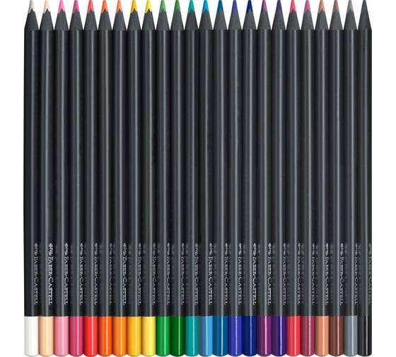 Цветные карандаши Faber-Castell black edition, 24 цвета, трехгранные, черное дерево, заточенные, картон 116424