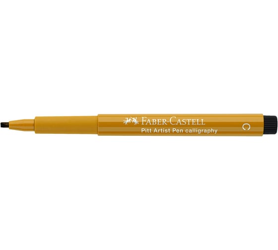 Капиллярная ручка Faber-Castell pitt artist pen calligraphy цвет 268 зеленое золото, с 2.5 мм, пишущий узел каллиграфический 167568