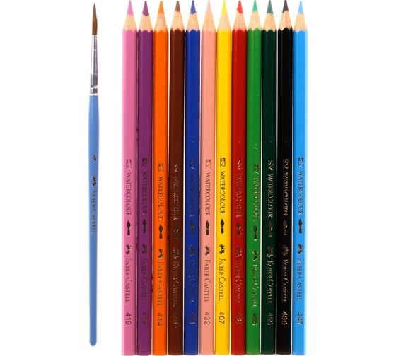 Акварельные карандаши Faber-Castell 12 цветов + кисть, картон, европодвес 114413