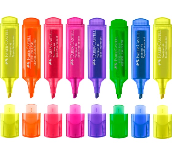 Набор текстовыделителей Faber-Castell 46 superfluorescent 8 флуоресцентных цветов, 1-5 мм, пластиковая упаковка 154662/15466200