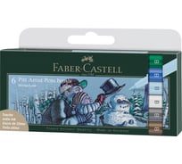 Набор капиллярных ручек Faber-Castell pitt artist pen brush winterlude 6 шт, пластиковая упаковка, европодвес 167176