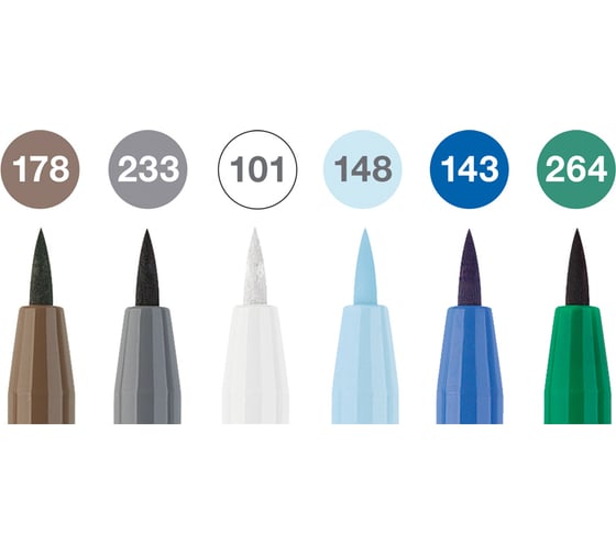 Набор капиллярных ручек Faber-Castell pitt artist pen brush winterlude 6 шт, пластиковая упаковка, европодвес 167176