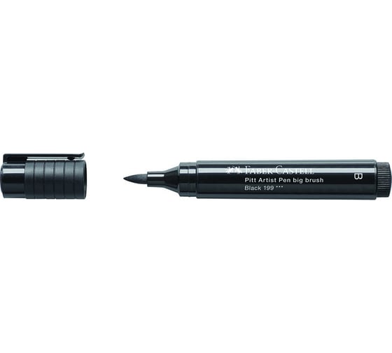 Капиллярная ручка Faber-Castell pitt artist pen big brush цвет 199 черный, 3 мм, пишущий узел кисть 167699