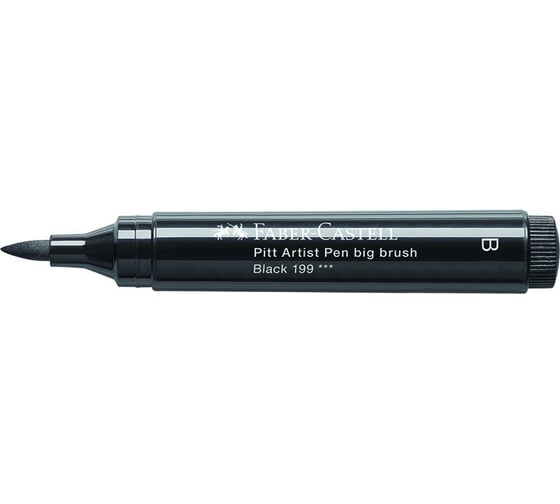 Капиллярная ручка Faber-Castell pitt artist pen big brush цвет 199 черный, 3 мм, пишущий узел кисть 167699