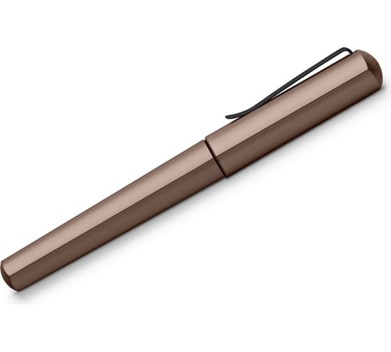 Ручка-роллер Faber-Castell hexo черная, 0.7 мм, шестигранный, бронзовый корпус, картонная коробка 140585