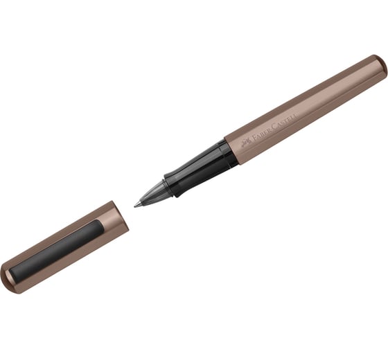Ручка-роллер Faber-Castell hexo черная, 0.7 мм, шестигранный, бронзовый корпус, картонная коробка 140585