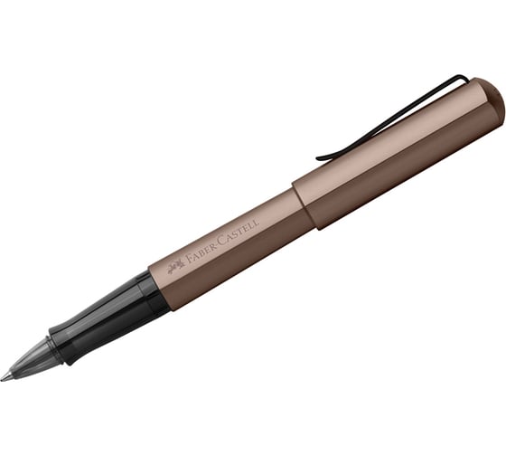 Ручка-роллер Faber-Castell hexo черная, 0.7 мм, шестигранный, бронзовый корпус, картонная коробка 140585
