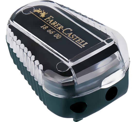 Пластиковая точилка Faber-Castell для грифелей tk, 2 отверстия, контейнер, зеленая 186600