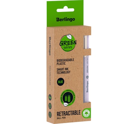 Набор ручек шариковых автоматических Berlingo 12 шт. в упаковке, green series 0,7мм, синяя, корпус ассорти CBm_70235