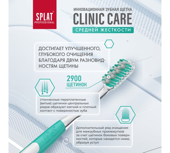 Зубная щетка SPLAT Prof CLINIC CARE Medium зеленый 111.14225.0105
