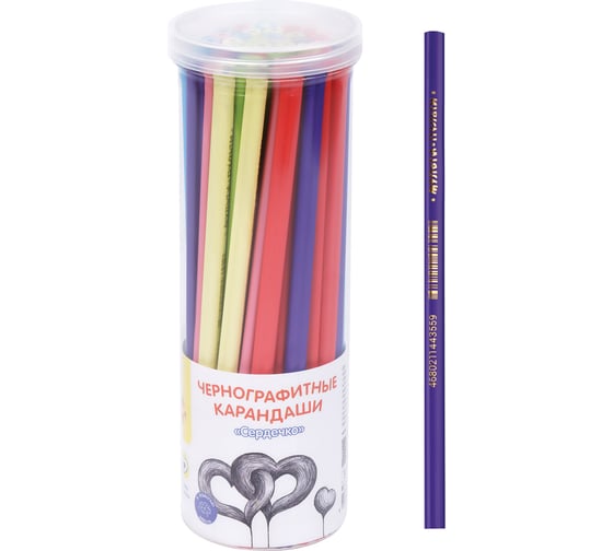 Карандаш Мульти-Пульти Сердечко, ч/г, hb, незаточенный, пластиковый, формовой корпус BP_46355