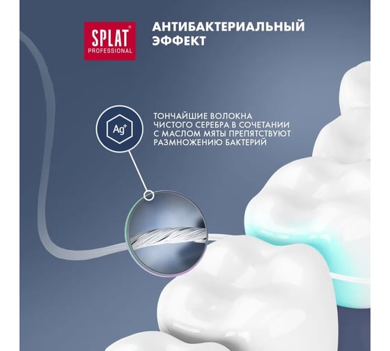 Зубная нить Splat DentalFloss с мята тонкая с волокнами серебра 102.14052.0101