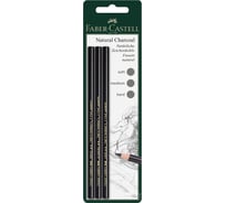 Набор угольных карандашей Faber-Castell pitt, 3 шт, мягкий/средний/твердый, прессованный, блистер 117498
