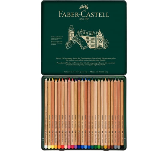 Пастельные карандаши Faber-Castell pitt pastel, 24 цвета, металлическая коробка 112124