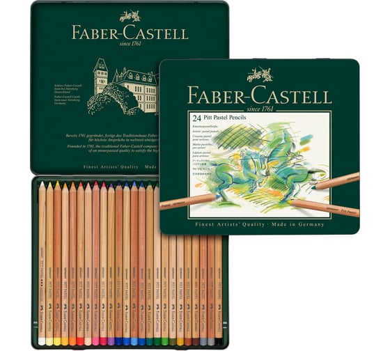 Пастельные карандаши Faber-Castell pitt pastel, 24 цвета, металлическая коробка 112124