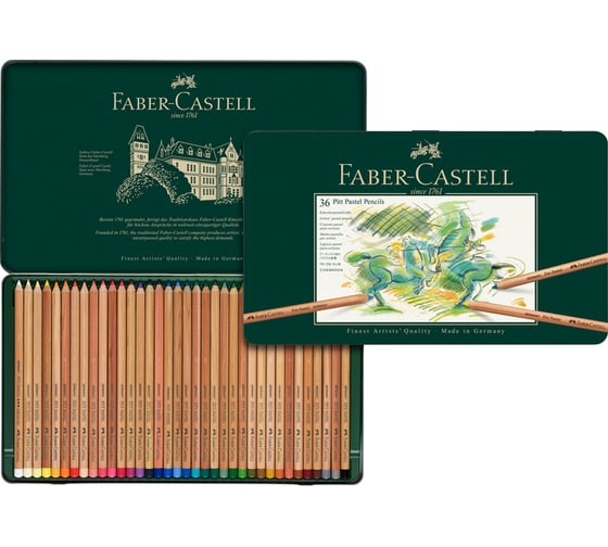 Пастельные карандаши Faber-Castell pitt pastel, 36 цветов, металлическая коробка 112136