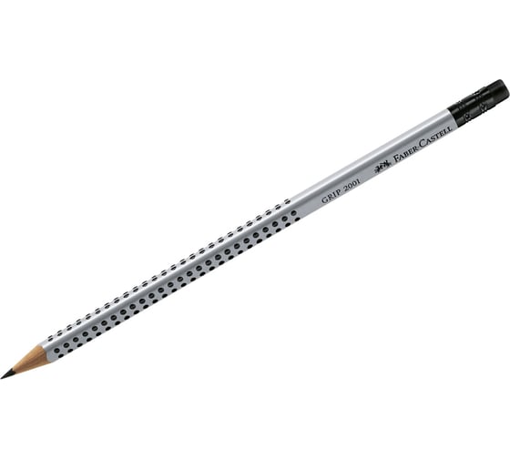 Чернографитный карандаш Faber-Castell grip 2001 в, трехгранный, с ластиком, заточенный 117201