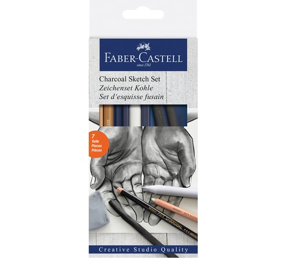 Набор угля и угольных карандашей Faber-Castell charcoal sketch 7 предметов, картонная упаковка 114002 1