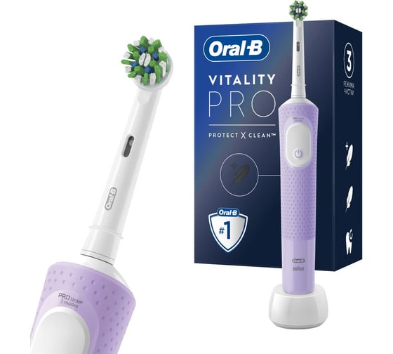 Электрическая зубная щетка ORAL-B Vitality Pro Cross Action Protect X Lilac 53019396