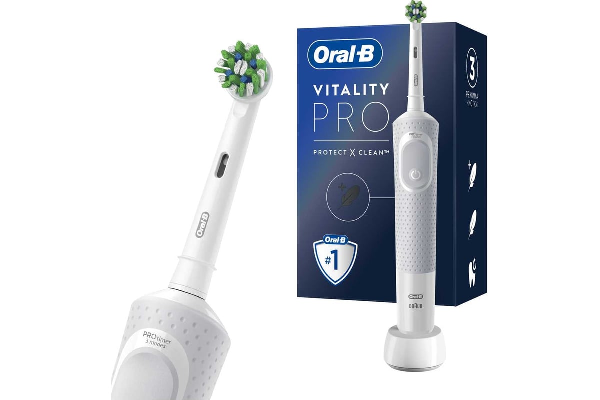 Электрическая зубная щетка ORAL-B VITALITY D103.413.3 PRO White 53019395 -  выгодная цена, отзывы, характеристики, фото - купить в Москве и РФ