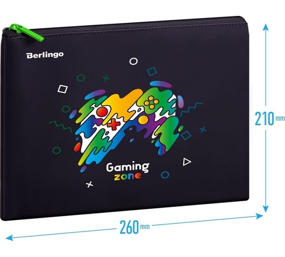Папка Berlingo gaming zone 1 отделение, а5, 255x205 мм, полиуретан, на молнии PVC07156