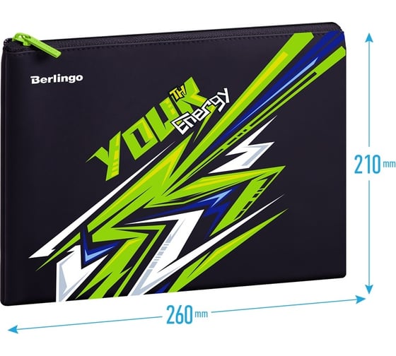 Папка Berlingo energy 1 отделение, а5, 255x205 мм, полиуретан, на молнии PVC07157
