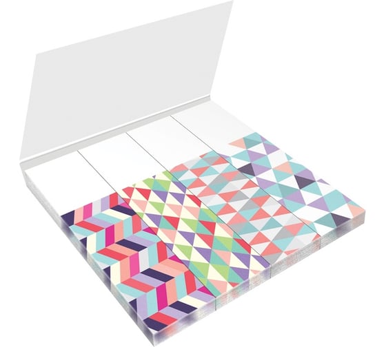 Флажки-закладки Berlingo ultra sticky geometry 18x70 мм, бумажные, в книжке, с дизайном, 25 листов, 4 блока LSz_41131