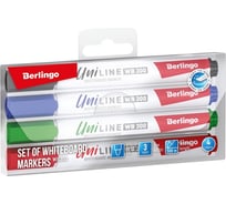 Набор маркеров для белых досок Berlingo uniline wb300 04 цв., пулевидный, 3мм, pet BMc_30509
