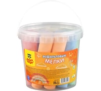 Цветные мелки для асфальта Мульти-Пульти 14 шт, 7 цветов, круглые, пластиковое ведро АМ_39414