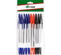 Набор шариковых ручек Стамм 511 10 шт., 3 цвета, 1.0 мм, европодвес РК50