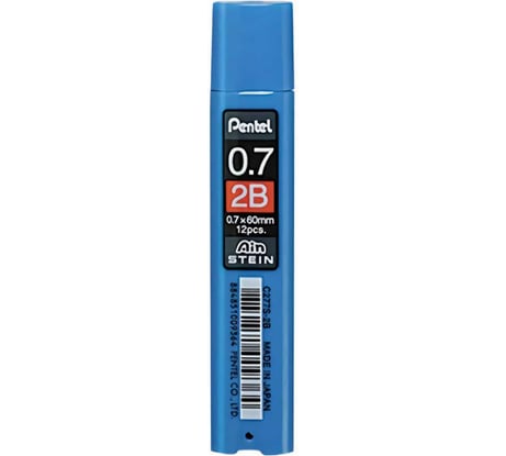 Грифели для автоматических карандашей Pentel Ain Stein C277S-2B 0.7 мм, 12 грифелей, в тубе 2B 586232