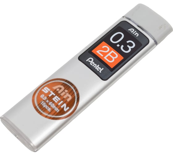 Грифели для автоматических карандашей Pentel Ain Stein C273-2BO 0.3 мм, 15 грифелей, в тубе, 2B 704086