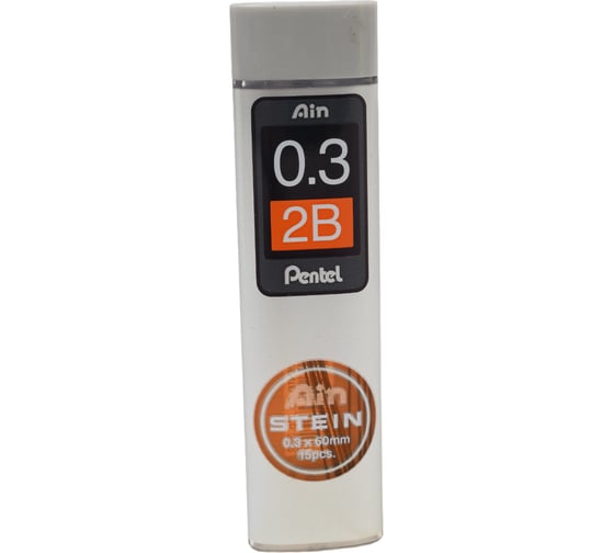 Грифели для автоматических карандашей Pentel Ain Stein C273-2BO 0.3 мм, 15 грифелей, в тубе, 2B 704086