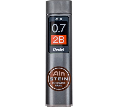 Грифели для автоматических карандашей Pentel Ain Stein C277-2BO 0.7 мм, 40 грифелей, в тубе, 2B 704087