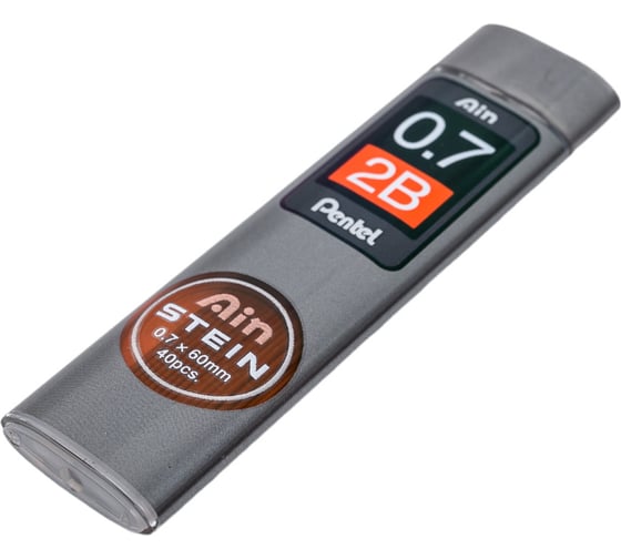 Грифели для автоматических карандашей Pentel Ain Stein C277-2BO 0.7 мм, 40 грифелей, в тубе, 2B 704087