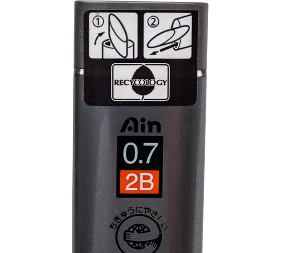 Грифели для автоматических карандашей Pentel Ain Stein C277-2BO 0.7 мм, 40 грифелей, в тубе, 2B 704087