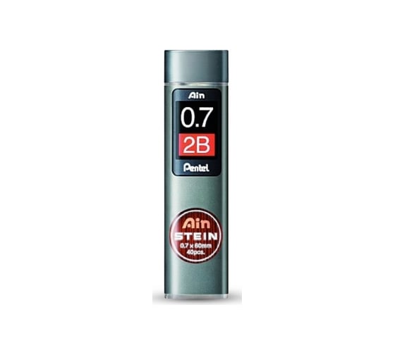 Грифели для автоматических карандашей Pentel Ain Stein C277-2BO 0.7 мм, 40 грифелей, в тубе, 2B 704087