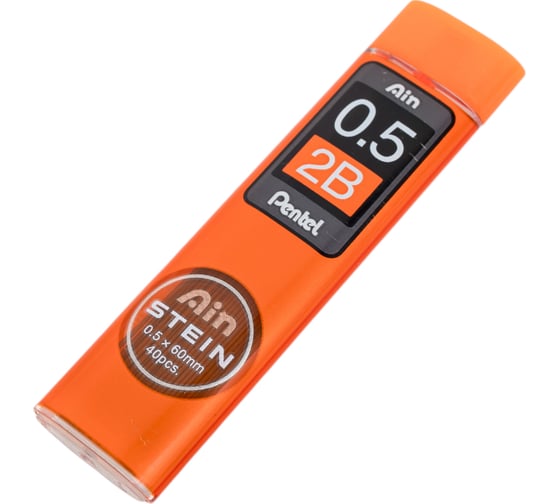 Грифели для автоматических карандашей Pentel Ain Stein C275-2BO 0.5 мм, 40 грифелей, в тубе, 2B 674353 1