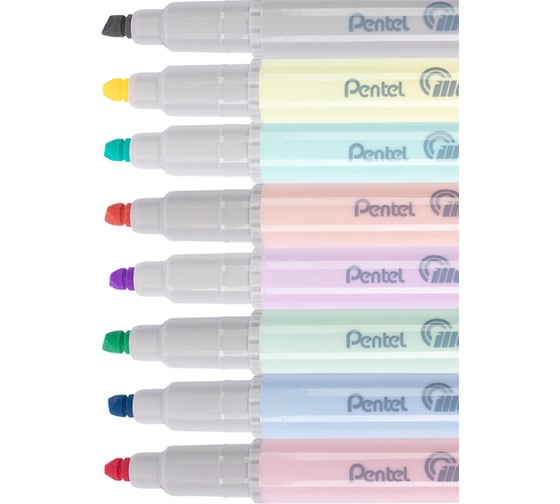 Двусторонний текстовыделитель Pentel Illumina flex 1.0 - 3.5 мм перо скошенное 10 шт SLW11P-PE розовый 670076
