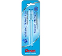 Набор шариковых ручек Pentel Antibacterial+ в блистере d 0.7 мм 2 шт XBK77AB-CC металлический наконечник, синие чернила 669172